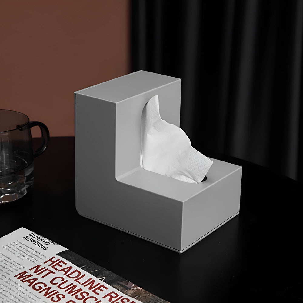 L-Shaped Tissue Box Holder for Corner Placement