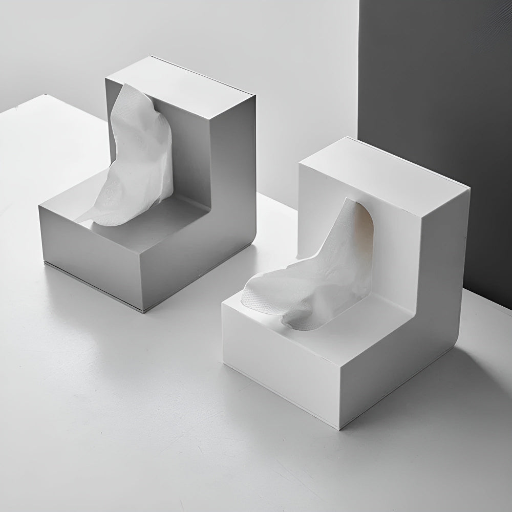 L-Shaped Tissue Box Holder for Corner Placement
