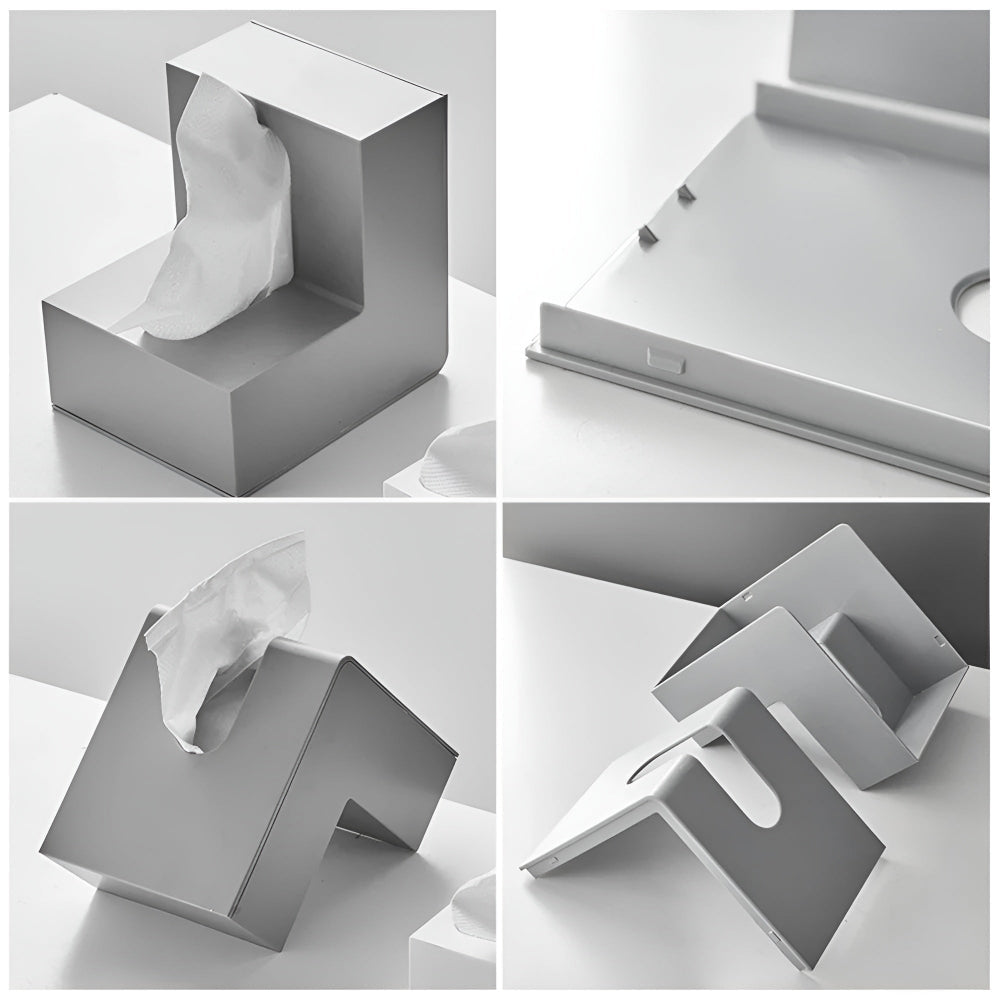 L-Shaped Tissue Box Holder for Corner Placement