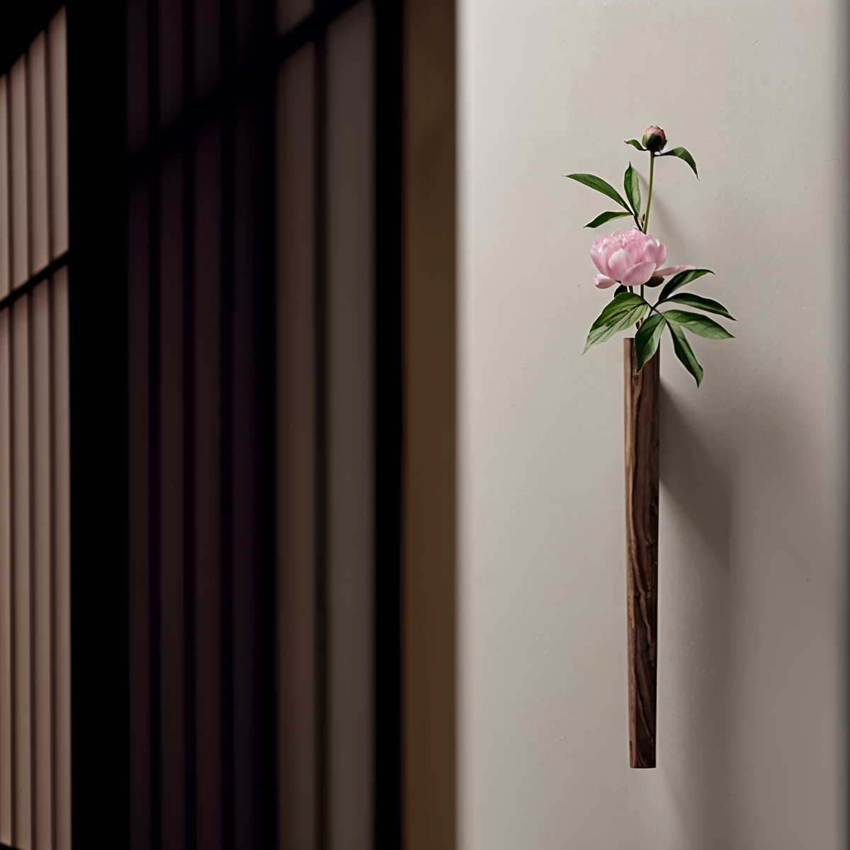 Solid Wood Wall Vase for Flowers with Beech and Walnut Finish