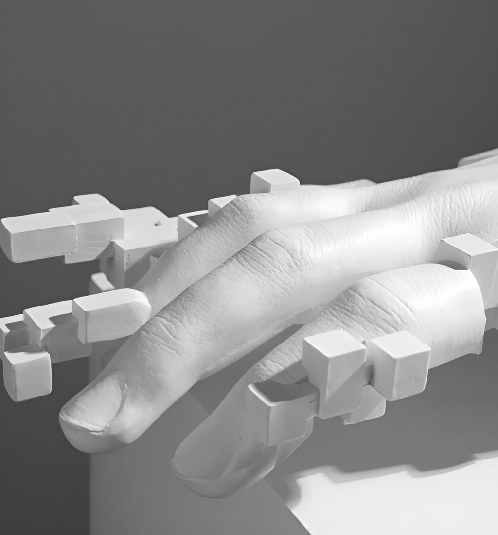 Abstract Glitch Hand Sculpture for Modern Home