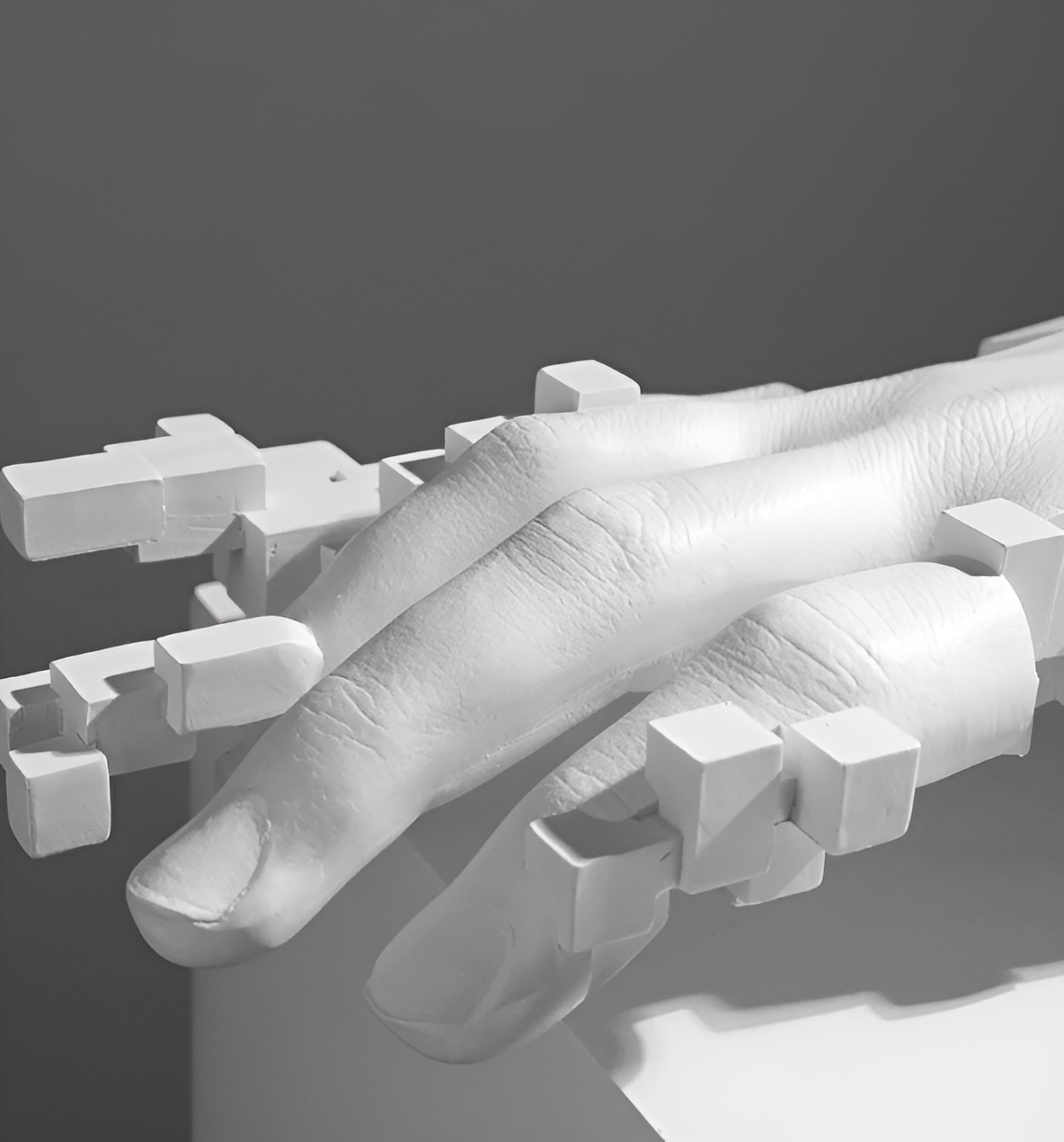 Abstract Glitch Hand Sculpture for Modern Home
