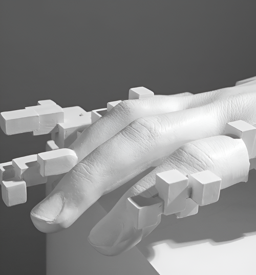 Abstract Glitch Hand Sculpture for Modern Home