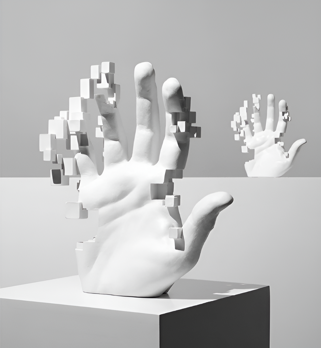 Abstract Glitch Hand Sculpture for Modern Home