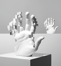 Abstract Glitch Hand Sculpture for Modern Home
