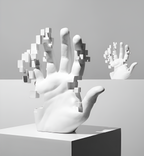 Abstract Glitch Hand Sculpture for Modern Home