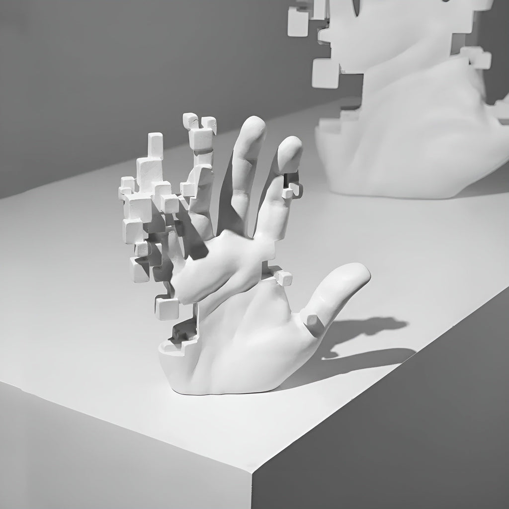 Abstract Glitch Hand Sculpture for Modern Home