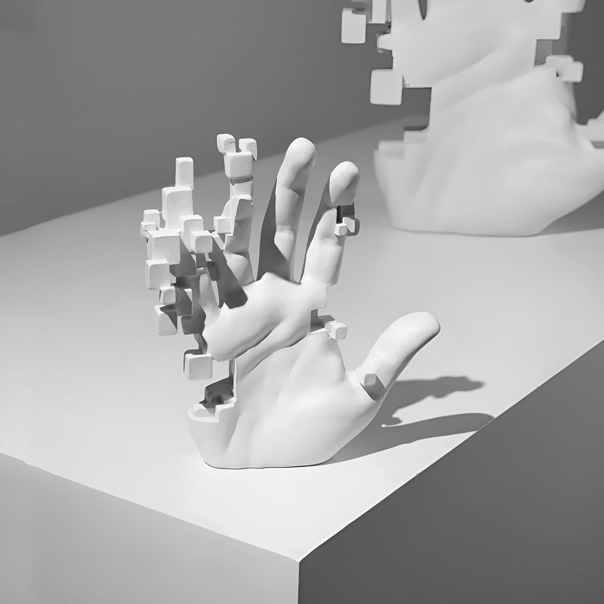 Abstract Glitch Hand Sculpture for Modern Home