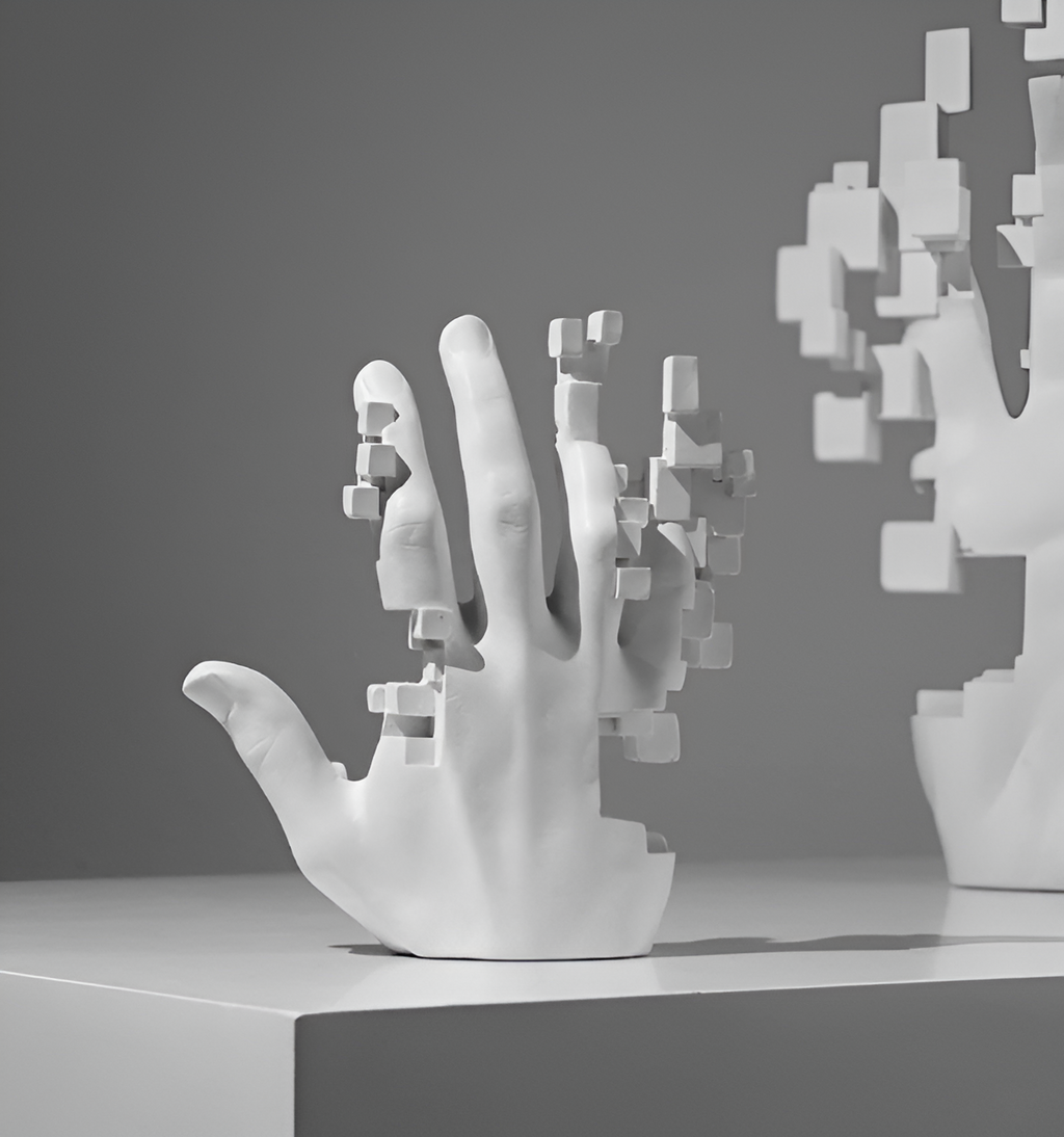 Abstract Glitch Hand Sculpture for Modern Home