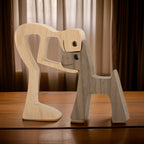 Handcrafted Wooden Dog and Human Sculpture for Home Decor