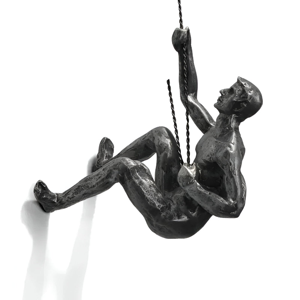 Climbing Man Metal Wall Art Set of 3 with Rope Design