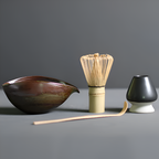 4-Piece Japanese Matcha Tea Set with Bamboo Whisk, Scoop, Bowl and Holder