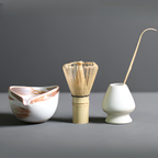 4-Piece Japanese Matcha Tea Set with Bamboo Whisk, Scoop, Bowl and Holder