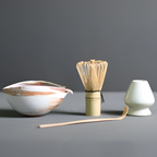 4-Piece Japanese Matcha Tea Set with Bamboo Whisk, Scoop, Bowl and Holder