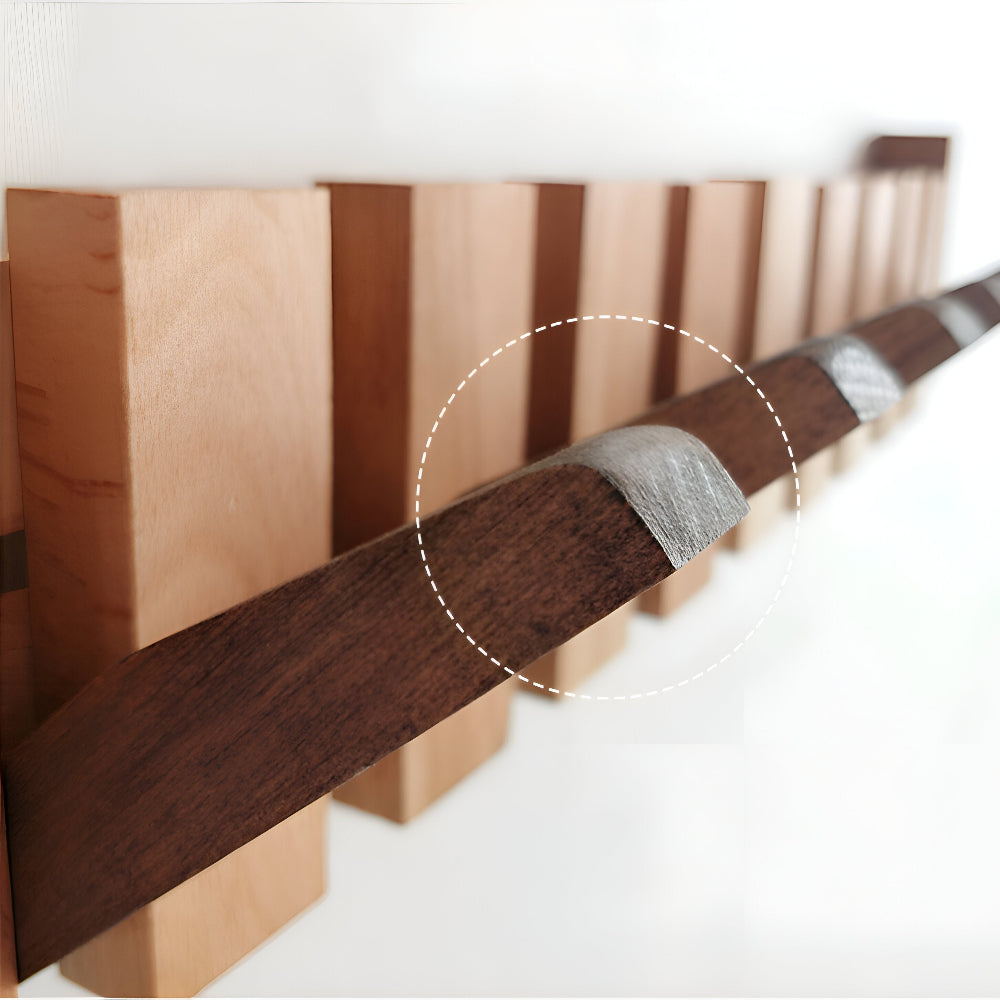Wooden Piano Key Wall Hook Rack with Foldable Hooks