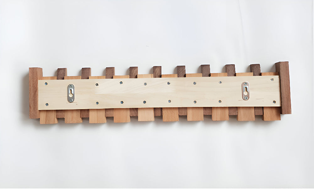 Wooden Piano Key Wall Hook Rack with Foldable Hooks
