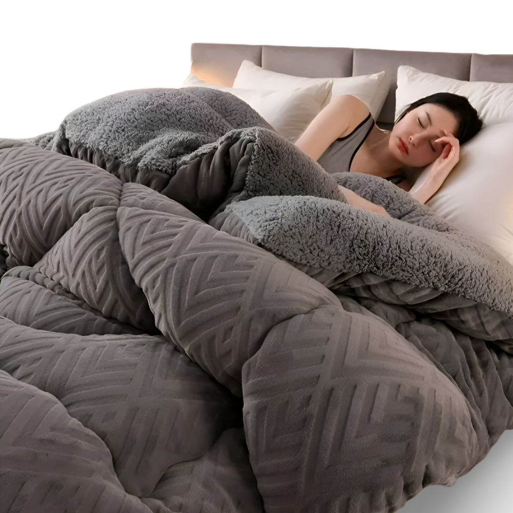 Reversible Plush Fleece Duvet Blanket for All Seasons