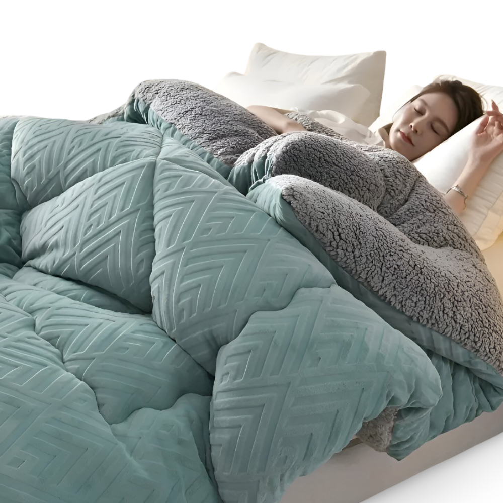 Reversible Plush Fleece Duvet Blanket for All Seasons