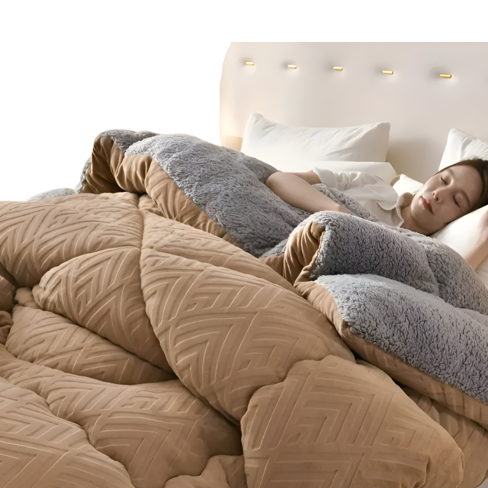 Reversible Plush Fleece Duvet Blanket for All Seasons