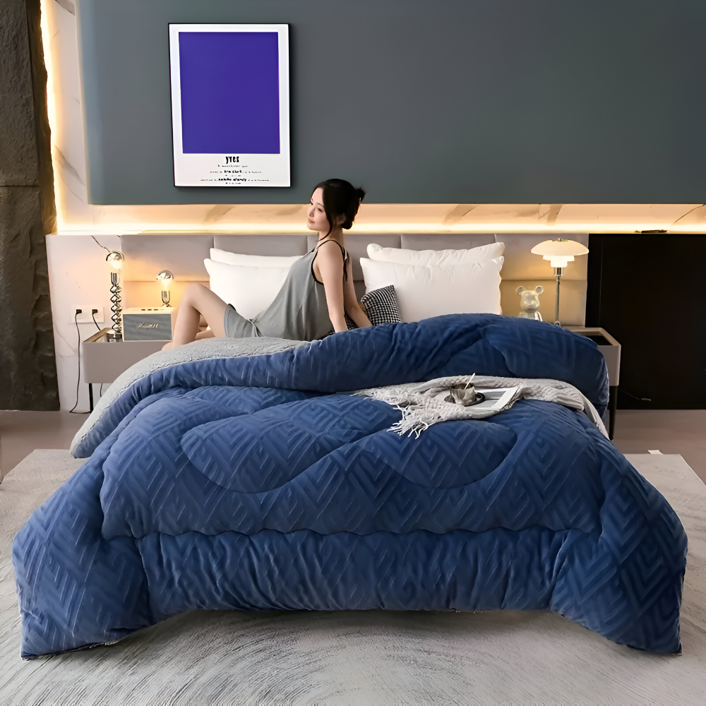 Reversible Plush Fleece Duvet Blanket for All Seasons