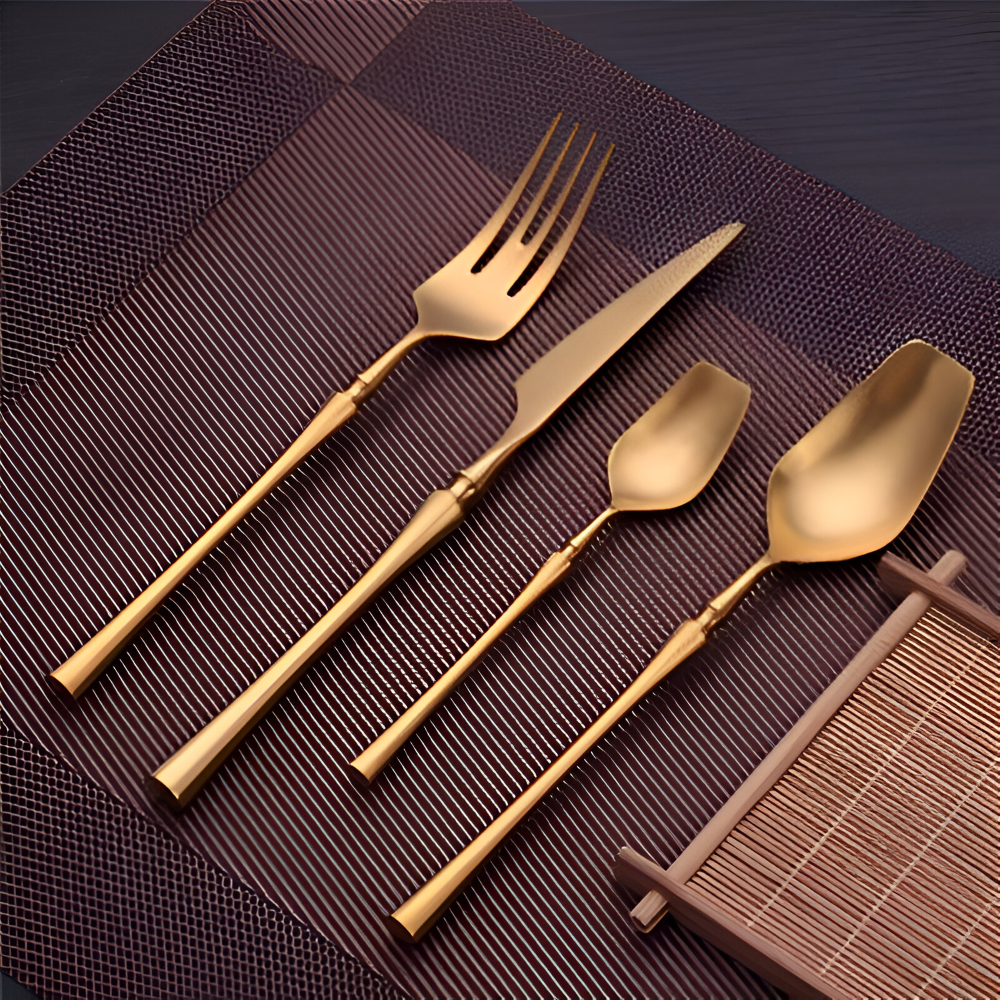 16-Piece Gold Stainless Steel Cutlery Set for Elegant Dining