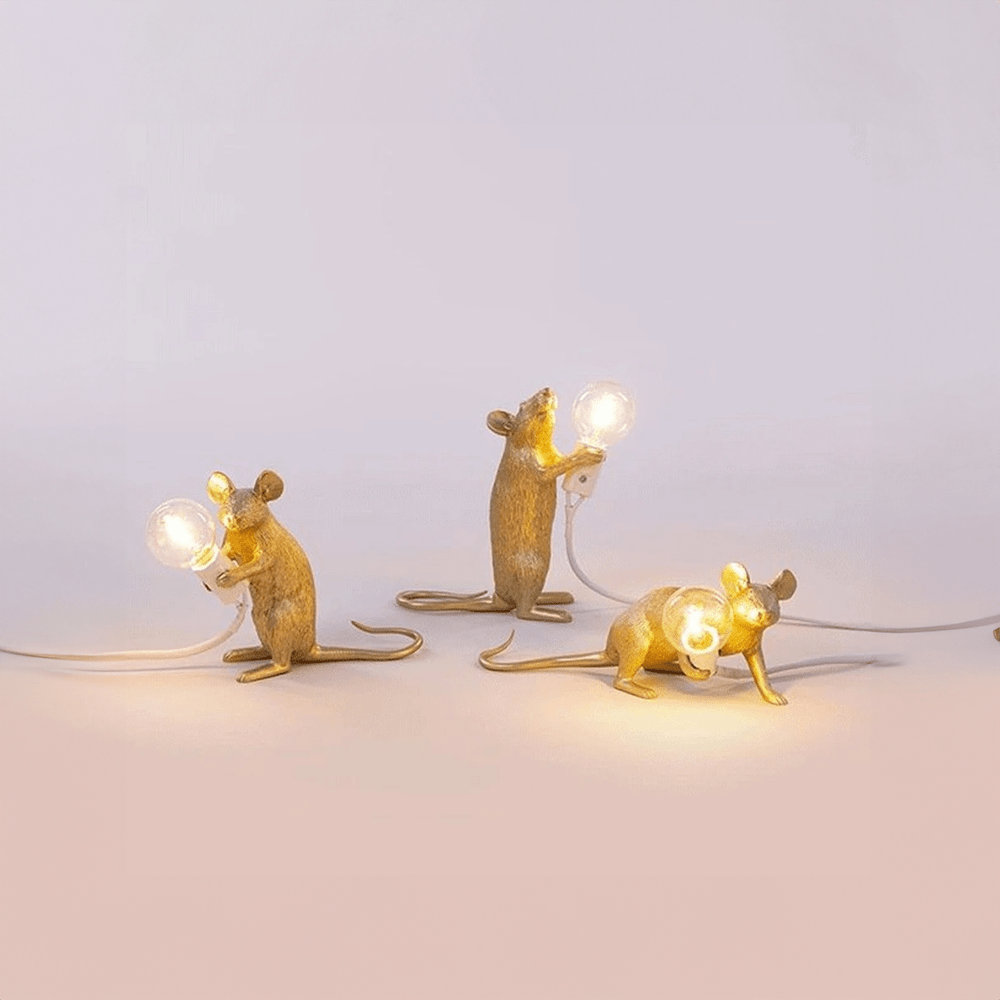 Decorative Mouse LED Table Lamp Set Holding Light Bulb for Home