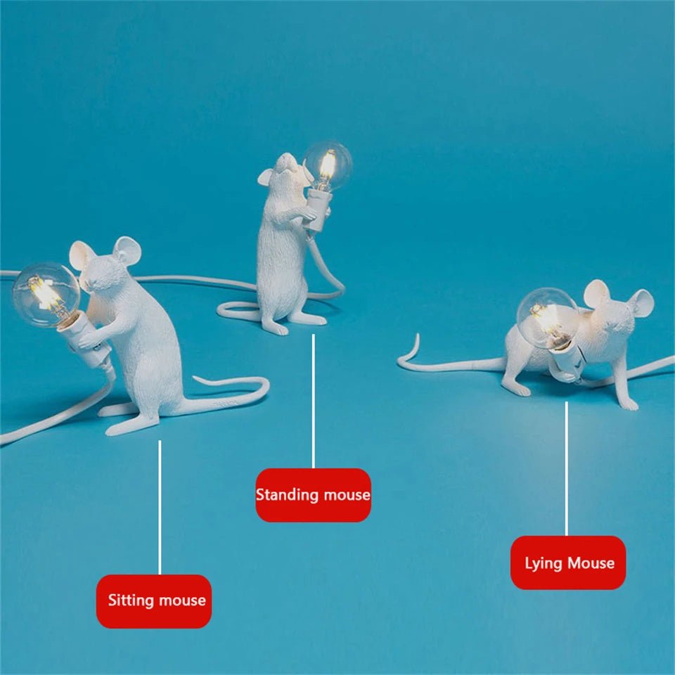 Decorative Mouse LED Table Lamp Set Holding Light Bulb for Home