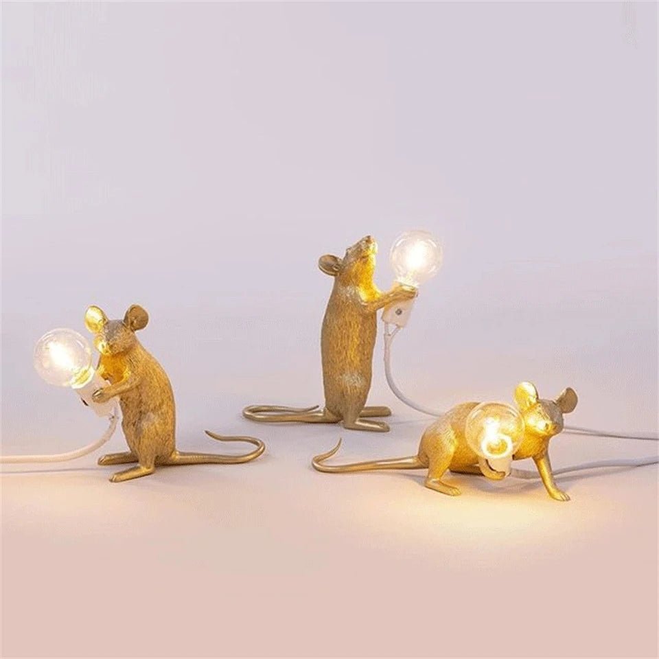 Decorative Mouse LED Table Lamp Set Holding Light Bulb for Home