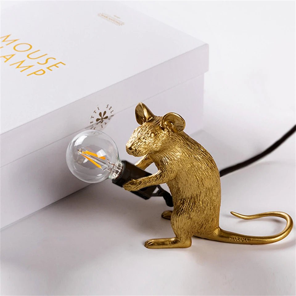 Decorative Mouse LED Table Lamp Set Holding Light Bulb for Home