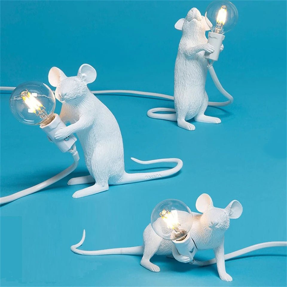 Decorative Mouse LED Table Lamp Set Holding Light Bulb for Home